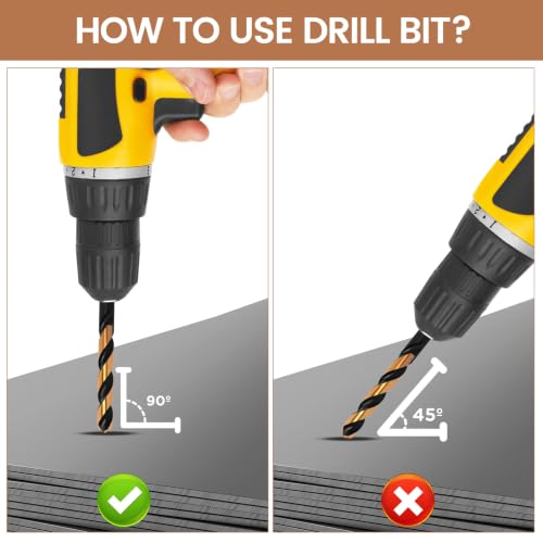 29Pcs Cobalt Drill Bit Set 1/16"-1/2", 135 Degree Tip HSS with Black and Gold Finish with Storage Case, Twist Jobber Drill Bit Kit for Cast Iron, Hard Metal, Stainless Steel, Plastic and Wood 29pcs Black Gold Drill