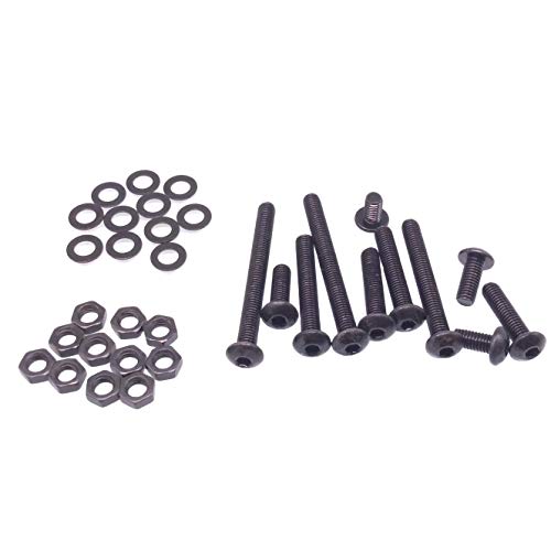 Yodaoke 220pcs M5-0.8 Button Head Socket Cap Screw, ISO 7380 Hex Drive, Class 10.9, Alloy Steel, with Nut and Washer Assortment Kit