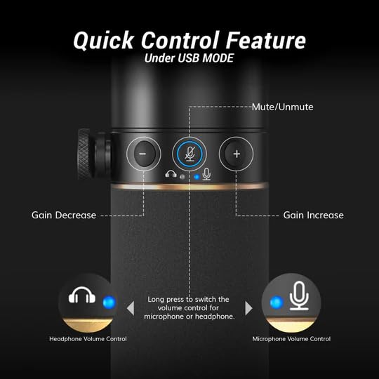 TONOR Dynamic Microphone, XLR/USB Microphone for Podcast, Recording, Streaming, Gaming, XLR Cardioid Studio Mic with Quick Mute, 3.5mm Headphone Jack, Volume Control, TD510 Black