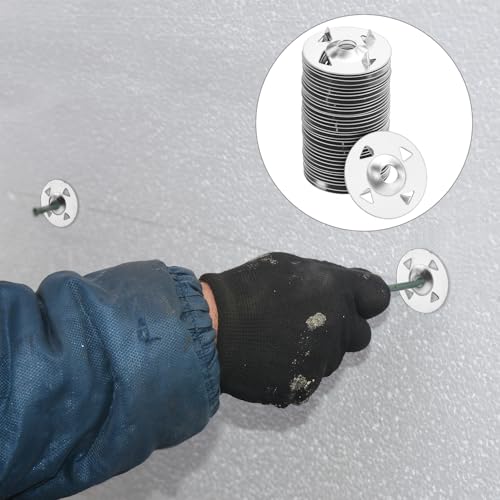 QWORK Foam Board Fasteners Washers, 500 PCS 1-1/8" Steel Washers for Fixing Insulation Board Foam Board