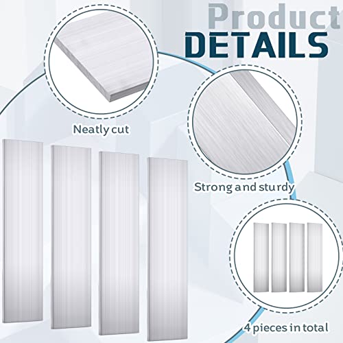 Hicarer 4 Pcs 1/4 (6mm) x 3 (75mm) Aluminum Flat Bar 12" Long 6061 General Purpose Aluminum Plate Sheet Square Solid Extruded Plate Mill Stock
