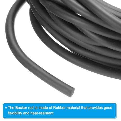 PATIKIL 5/16 Inch x 32.8 Feet Backer Rod, Hard Solid Nitrile Rubber Rope Caulk Crack Gaps Joint Filler Weather Stripping for Home Construction, Industrial Equipment Gasket DIY，Black