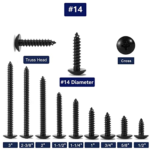 #14 x 2 Wood Screw 100Pcs Truss Head Phillips 18-8 (304) Stainless Steel Fast Self Tapping Screws by SG TZH #14 x 2"