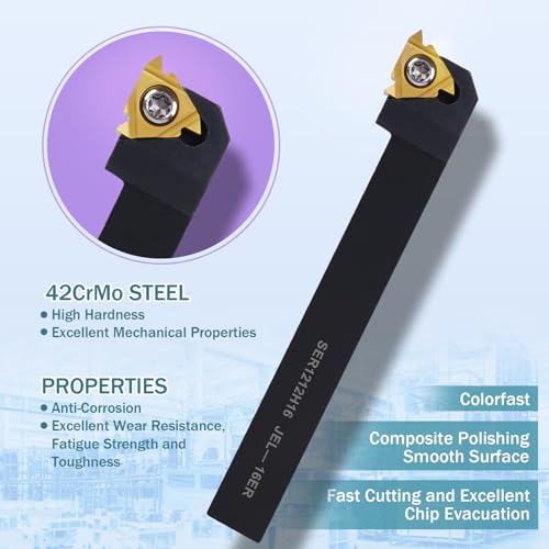 Indexable Lathe Turning Tool 1/2" 12mm Shank 21PCS Kit for Turning 7pcs 1/2" Shank +14pcs Inserts