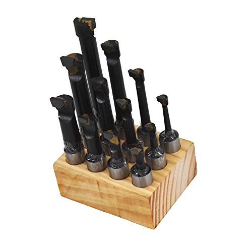 findmall 5/8" Boring Bar Set 12 Pcs Carbide Tipped Bars 5/8" Shank Lathe Tool Milling Tools Kit with Base