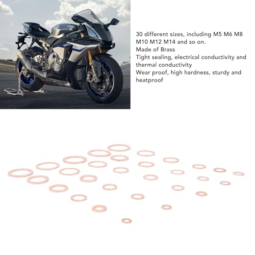 568pcs Copper Washers Assortment Kit, 30 Sizes M5-M28 Metric Oil Drain Plug Gasket Seal Kit, Flat Sealing Crush Washers Assortment Set for Automotive, Plumbing, Electrical, Mechanical Use, IMPA813080