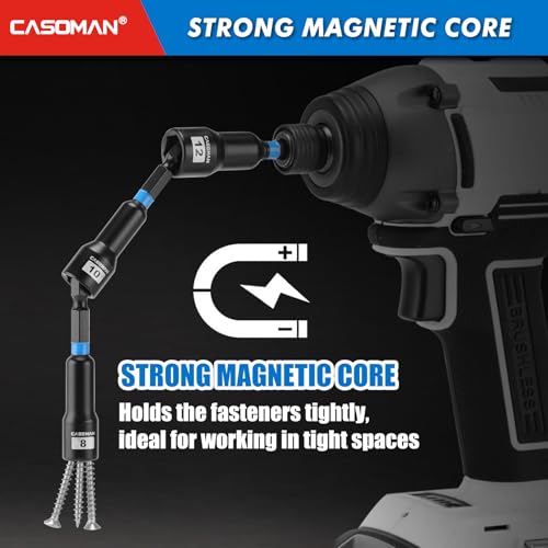 CASOMAN 52-Piece 1/4" Magnetic Nut Driver Set & 1/4" Dr. Shallow and Deep Impact Socket Set, Metric, Includes Adapter, Extension Bar, Universal Joint and Long Impact Bit