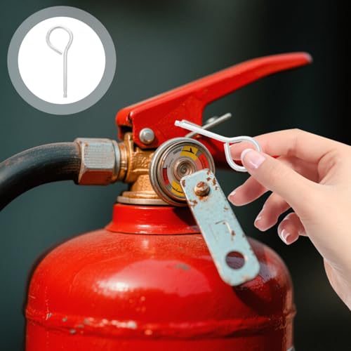 HOMSFOU 100 Pcs Fire Extinguisher Pull Pins Fire Extinguisher Stainless Steel Lock Pins for Fire Extinguishers (Pack of 2) 5.60X2.00X0.20CM (Pack of 2)