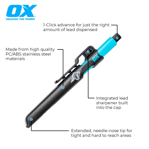 OX Tools Leather Tool Pouch Set & Pro Tuff Carbon Carpenter Pencil – Heavy-Duty Multi-Pocket Belt Pouches with Reinforced Stitching Plus Mechanical Pencil with Leads, Holder & Sharpener