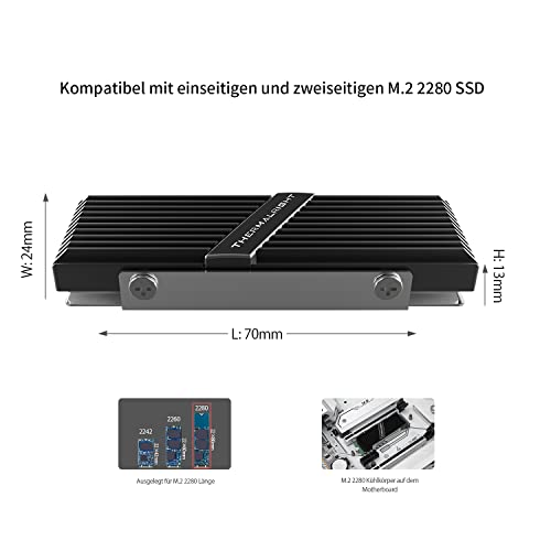 Thermalright M.2 2280 Type AB SSD Cooler for M.2 2280 SSD Cooling, Aluminum Heatsink Cooler M.2 2280 for Desktop M.2 SSD PC and Computer M.2 2280 AB