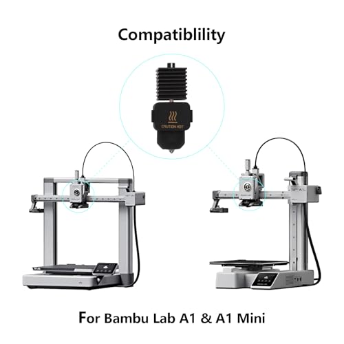 2PCS A1 Mini, A2L Upgrade Hotend Kit, 3D Printer Print Head Hot End Heating Block Kit with 0.4mm Hardened Steel Nozzle and Silicone Socks for Bambu Lab A1/A1 Mini 2 Pack