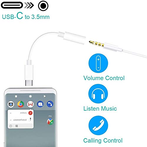 2 Pack USB C to 3.5mm Headphone Jack Adapter Type C Port Audio Aux Cable Dongle Compatible with iPhone 15/15 Plus/15 Pro/15 Pro Max/iPad/Pixel, Samsung Galaxy S23 S22 S21 S20 Ultra Z Flip/Note White