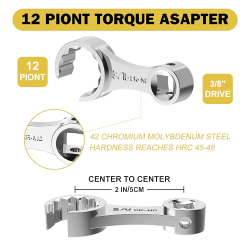 ANPUDS 12 Pcs SAE Torque Adapter Set, Side-Open 5/16" to 7/8", 3/8" Drive Sliver