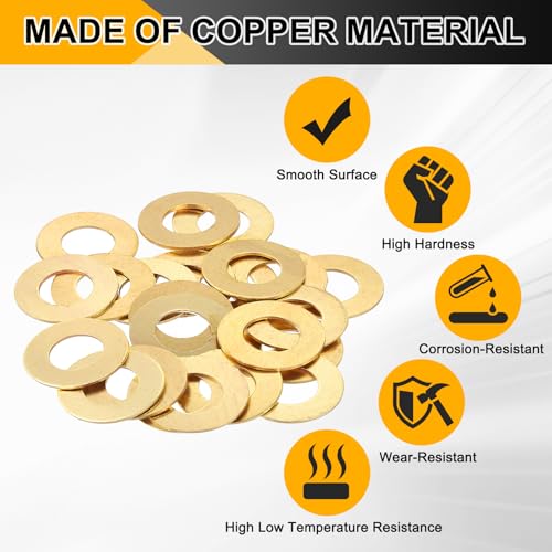 PATIKIL M12 Flat Washers, (12mm ID 24mm OD 1.2mm Thickness, Golden) (32 Pcs), Brass Metric Sealing Gasket Ring Crush Washer Spacers for Faucets/Garden/Bolts/Screws/Hose Pipe 12mm x 24mm x 1.2mm 32