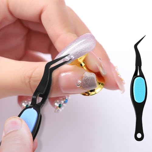 Set of 4 Tweezers Tools, Curved Tweezers, Stainless Steel Tweezers, Multifunctional Tweezers, Suitable for Beauty, Manicure, Jewelery Making