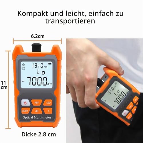 50mW Optical Fault Fault Finder Photometer Fiber Optic FTTH -70dBm to +6dBm Fiber Optic Tester with FC-LC-Adapter