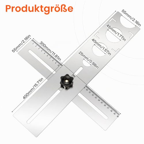 Tile Angle Measuring Ruler, 40 cm Tile Hole Finder Measuring Ruler Stainless Steel Adjustable Locator Ruler for Carpenters Tilers