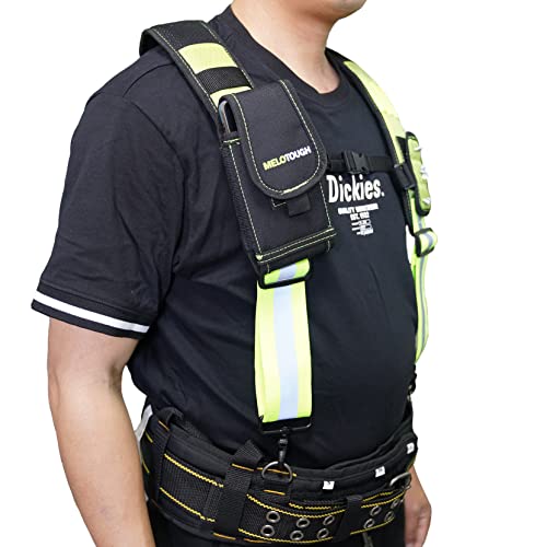 MELOTOUGH Magnetic Suspenders Tool Belt Suspenders with Large Moveable Phone Holder, Pencil Holder, Padded Electrician Tool Belt Tradesman Pro Padded Tool Belt