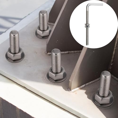 10pcs L Shape Anchors Bolts, 3/8 x 6 Inches, Stainless Steel M10×152mm