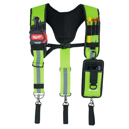 MELOTOUGH 1pcs Padded Tool Belt with D ring for men Adjustable Tool Belt + 1pcs Tool Belt Suspenders Work Belt Suspenders for Men Big and Tall