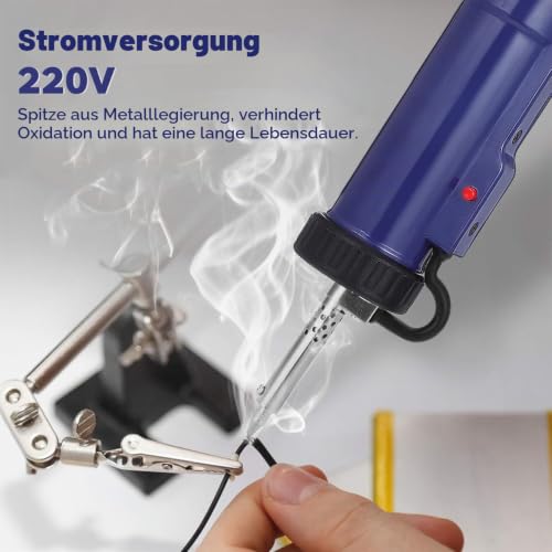 HOMSFOU Electric Desoldering Pump with Strong Suction Power and Interchangeable Nozzles, Quick Heating, Portable Desoldering Tool for Precise Removal of Solder for Electronic Devices, EU Plug