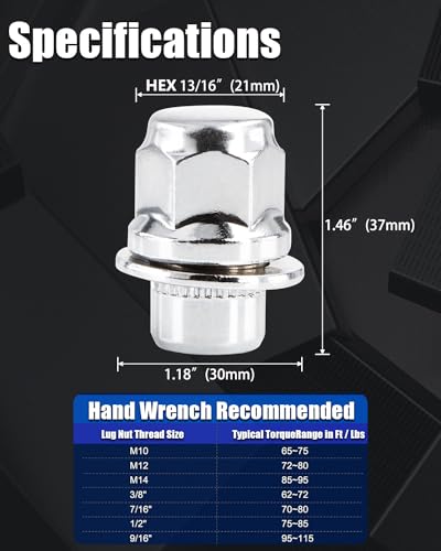 GAsupply 12x1.25 Lug Nuts, 20pcs OEM Mag Seat 13/16" Hex, 1.46" Length M12 x 1.25 1.46" Tall - Mag Seat Silver