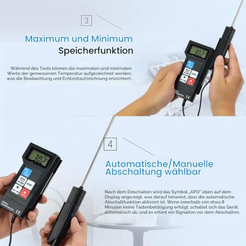 Professional Digital Thermometer with Sensor High Precision Electronic Thermometer Water Temperature EM502C for Food Industry