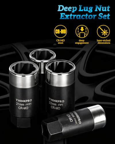 Locking Lug Nut Removal Tool 6 Pieces Deep Lug Nut Extractor Set