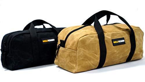 MELOTOUGH Waxed Canvas Utility Tool Tote bag Combo Kit-Includes 2 Medium Tool Organizer Bags + 16 Inch and 14 Inch Tool Bag Canvas Tool Tote Bags with Zipper