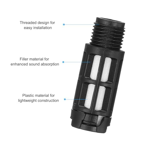 PATIKIL 2 Pack Air Muffler G 1/4 for Black | Plastic Air Compressor Exhaust Muffler Filter Air Solenoid Valve Muffler Fit