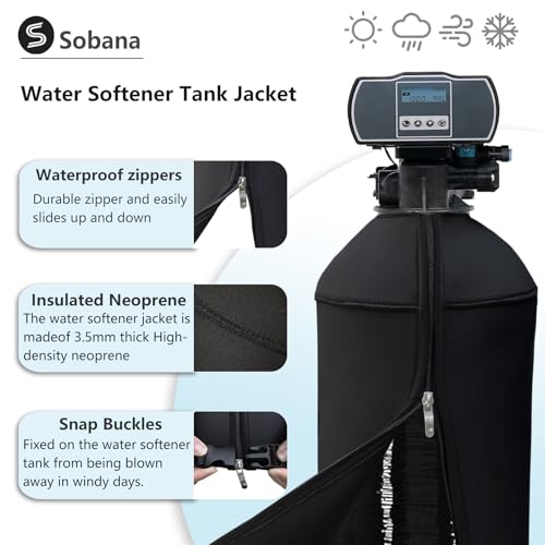 9x48 Inch Water Softener Tank Jacket - Insulated 3.5mm Neoprene Slip Sleeve to Prevent Sweating, Heavy-Duty Outdoor Water Softener Cover,Black Black 9''D x 48''H