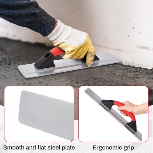 MorningRo 4 Pcs Concrete Hand Tools Set Includes Cement Magnesium Hand Float 16'' x 3-1/8'' Stainless Steel Pool Trowel 16'' x 4'' & 14'' x 4'' Flat Concrete Finishing Trowel and Tool Bag A Regular