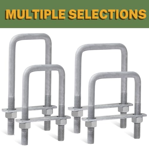 LIONMAX U Bolts 2 Inch Wide, 1/2" D x 2-1/16" W x 4-3/4"L, Galvanized, 5PCS 1/2x2-1/16x4-3/4 5