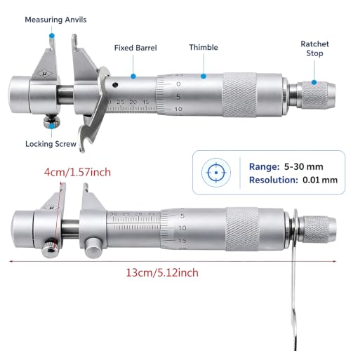 Inner Diameter Micrometer Centimetre Card Measuring Tool Spiral Micrometer Measuring Tool 5-30mm