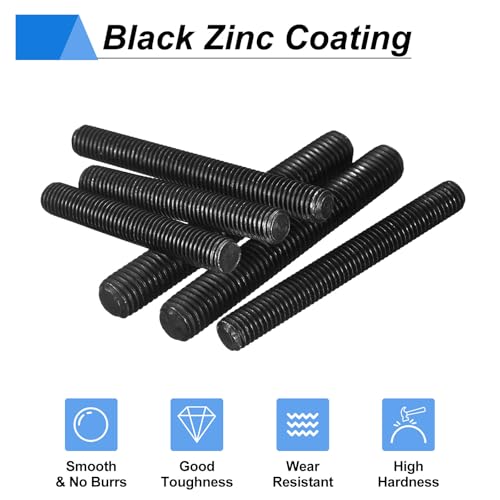uxcell 5/8-11 UNC Fully All Threaded Rod, 2Pcs B7 Alloy Steel Long Threaded Screw 15.9" Length Right Hand Threads Fully Studding Rod Bar for Machinery, Construction, Black 5/8" x 15.9" 2