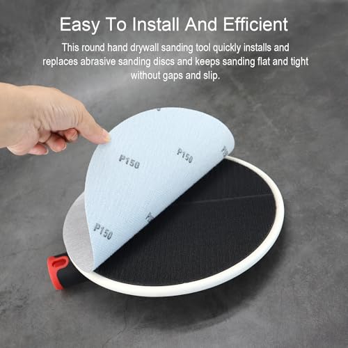 Pole Drywall Sander Radius Handheld Sander Head 9 Inch for Dry Wall Radial Round Celing Prep Painting Sanding Tool Include 3 Pcs Sanding Sheets 80,100,150 Grits