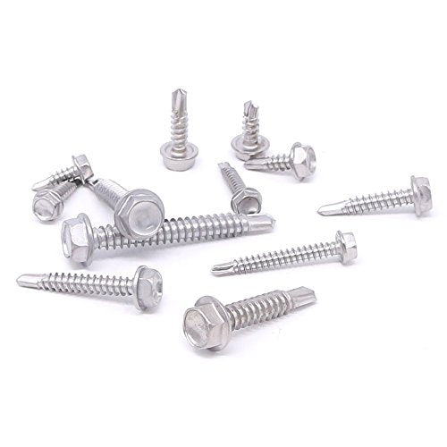 Hilitchi 295 pcs #8 / #10 / #14 Stainless Hex Washer Head Self Drilling Sheet Metal Tek Screws + 270-Pcs #6#8#10#12 Stainless Steel Neoprene EPDM Bonded Sealing Gasket Washers Assortment Kit