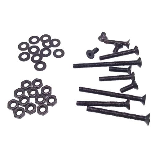 Yodaoke 240pcs M4-0.7 Flat Head Socket Cap Screws, Alloy Steel Grade 10.9, DIN 7991, Allen Socket Drive, with Nuts and Washers Assortment Kit
