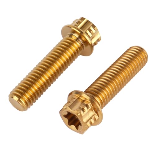 4Pcs Titanium Bolt Flange Torx Head M8 M10 x 20 25 30mm Screw Bolt for Motorcycle Car Modifications (Gold, M8x30mm) Gold M8x30mm Pitch 1.25
