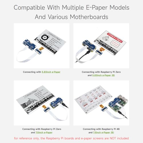 Waveshare E-Paper Driver HAT, Compatible with Raspberry/Nucleo Main Control Boards, for Waveshare SPI Interface E-Paper Raw Panels