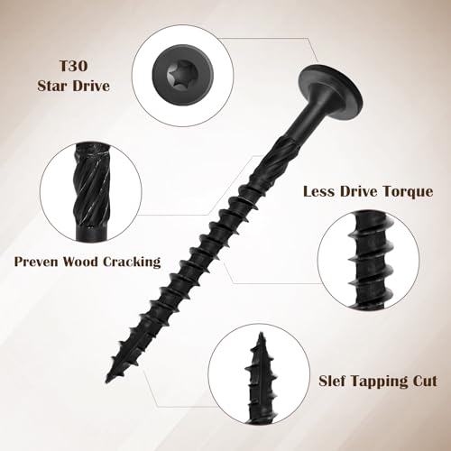 6 Inch Deck Screws 50Pcs + 8 inch Deck Screws 50pcs, Rust Resistant Timber Screws for Timber/Log/Landscaping Wood, T30 Star Bit