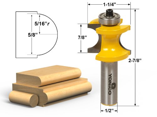 YONICO Bullnose Router Bits Set 5 Bit 1/2-Inch Shank 13515 1/2" Shank