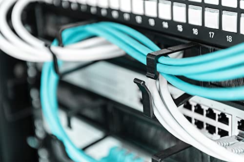 DIGITUS Cable Management Panel, Black | 19" 1U - For Network Cabinets & Network Cables - Black