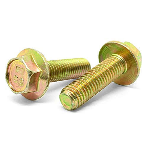 (40 Pieces) M10-1.5x20 Class 8.8 Hex Flange Bolts Screws UNC Coarse Full Threads Zinc Yellow 40