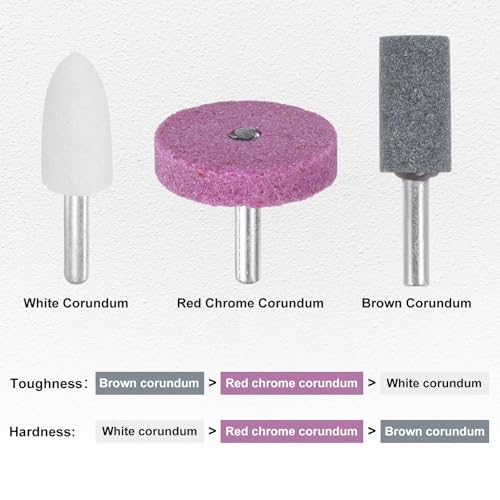M METERXITY Pack of 3 Whetstones with Attachment 1/4 Inch (6 mm) Shaft Aluminum Oxide Polishing and Grinding Drill for Rotary Tools 1.57 Inch (40 mm) Diameter 80 Grit Tip [Grey] 40mm