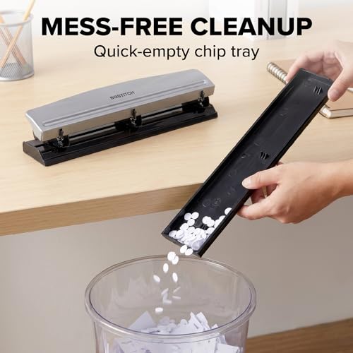 Bostitch Office 3 Hole Punch, Metal, 15 Sheet Capacity, Silver 2 Pack 15 Sheet Silver 2 Pack