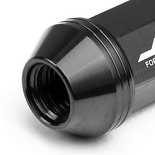 J2 Engineering LN-T7-022-15-BK 7075 Aluminum Black M12X1.5 20Pcs L: 80mm Spiky Cap Lug Nut w/Adapter
