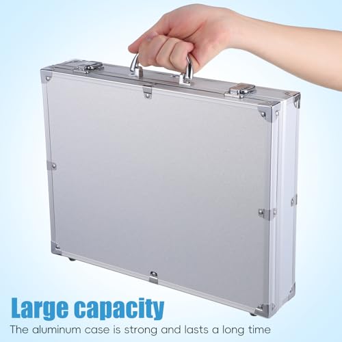 Sewroro Lockable Aluminum Alloy Toolbox Portable Carrying Case with Handle Tools Container for Home Garage Workshop Office Travel 14.56 X 11.22 X 2.95 in Silver