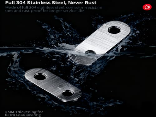 100PACK 1.4INCH X 0.6INCH Stainless Steel Straight Flat Bracket Repair Plate Brace,Mending Joining Plates for Wood, Board, Bed Frame, Furniture & Shelves,with Screws 100PACK 1.4INCH X 0.6INCH