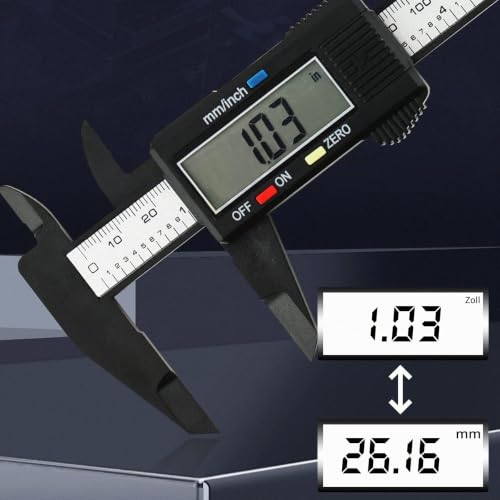 Retoo 150 mm Digital Caliper, Precise Plastic Calliper with LCD Display, Measuring Range 0-150 mm, Accuracy +/- 0.2 mm, Robust Construction for Indoor, Outside and Depth Measurements